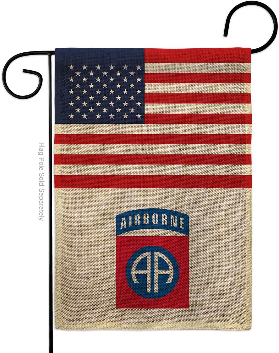 US 82nd Airborne Garden Flag Set Wall Holder Armed Forces Army Rangers United State American Military Veteran Retire Official Small Gift Yard House Banner Double-Sided Made In USA 13 X 18.5