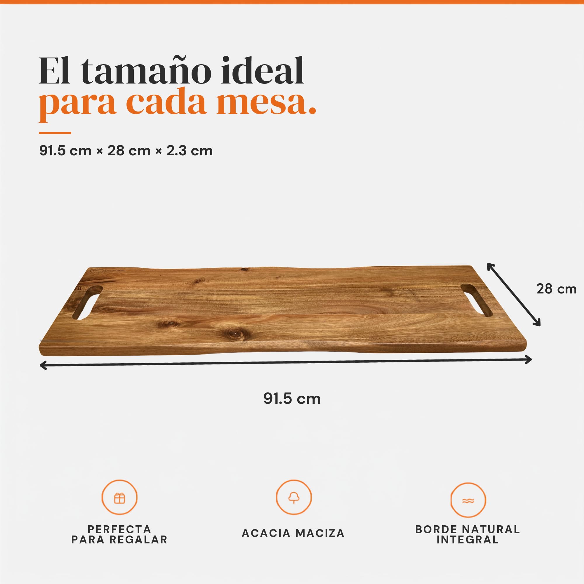 Tabla de Servir XXL 91,5 cm Madera de Acacia – Quesos y Charcutería