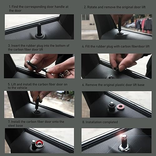 Miniatura 6 de 4 pomos de modificación de bloqueo de puerta de automóvil, decoración de pasadores de puerta de metal de fibra de carbono, accesorios universales
