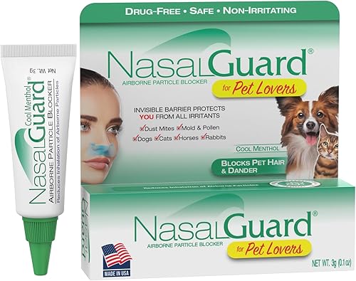NasalGuard Airborne - Gel bloqueador de partículas para los amantes de las mascotas, ayuda a reducir la inhalación de pelo de mascotas, caspa y