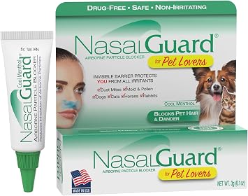 Pet Dander & Pollen Blocker | Drug-Free Nasal Gel | Helps Block Cat & Dog Dander, Pet Hair & Pollen | Non-Drowsy Daily Use | 150+ Uses Cool Menthol, 3g