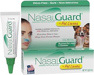 Airborne Particle Blocker Gel for Pet Lovers – Helps Reduce Inhalation of Pet Hair, Dander & Allergens – Drug-Free, Daily Use, Made in USA (Cool Menthol, 3g Tube)