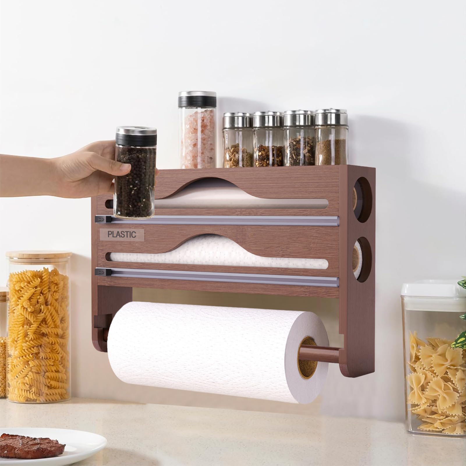 Dispensador y cortador para película de bambú y película alimenticia