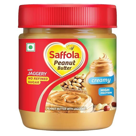 Saffola Peanut Butter with Jaggery, Creamy 350 gm | High Protein Peanut Butter | No Refined Sugar