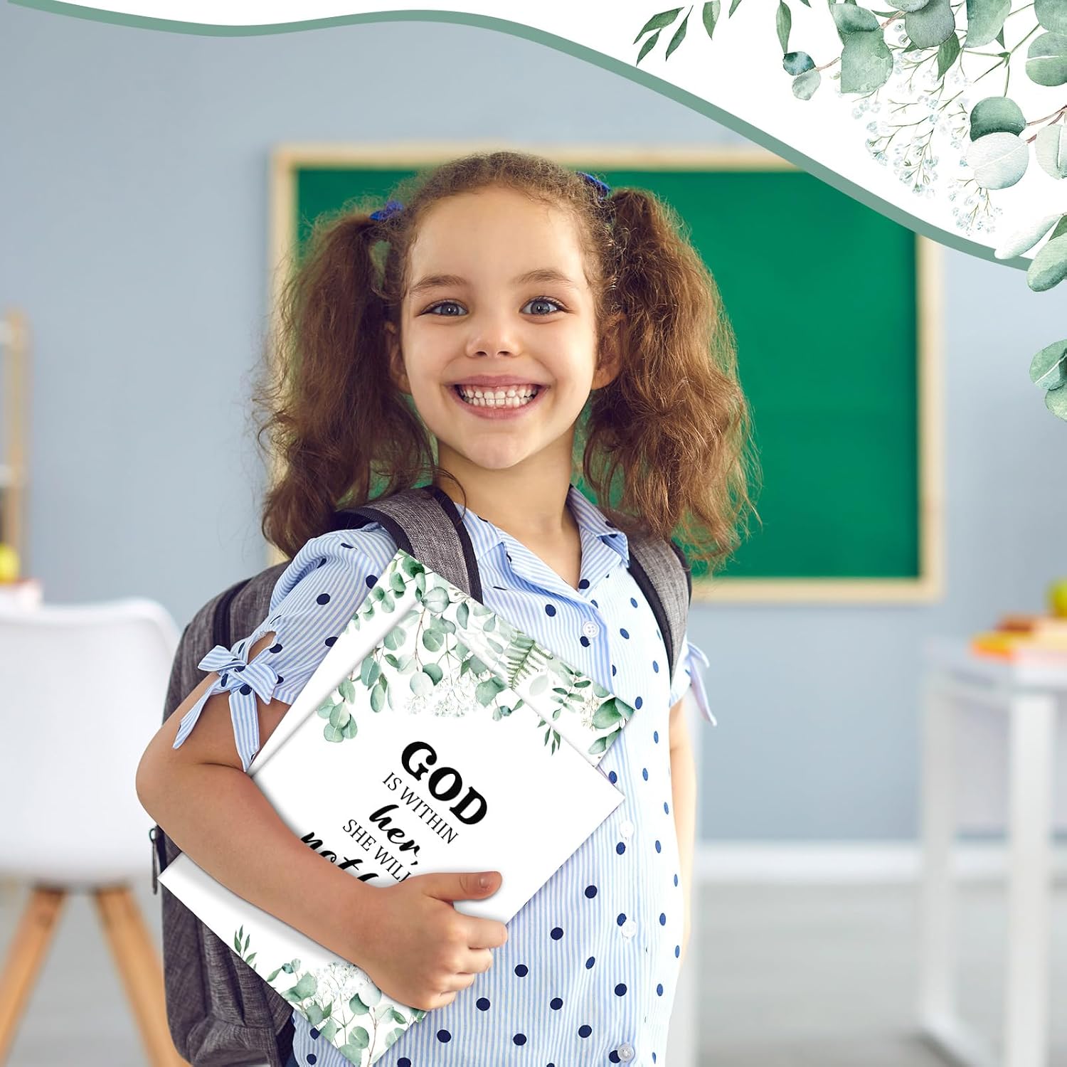Qeeenar 24 Pack Christian Decorative File Folders with Pockets Decorative File Organizer 9x12 Inch Size Bible Verse Document Holder for Office, School, and Home(Green Leaves Style)