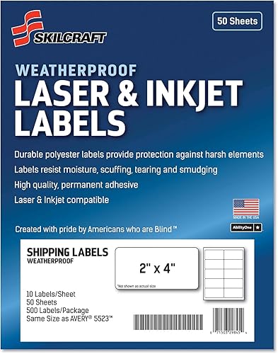 Miniatura 1 de AbilityOne - 7530016736220 - Etiquetas Láser y de Inyección de Tinta a Prueba de Resistencia a la intemperie - Envío - 2" x 4" - 500 Unidades