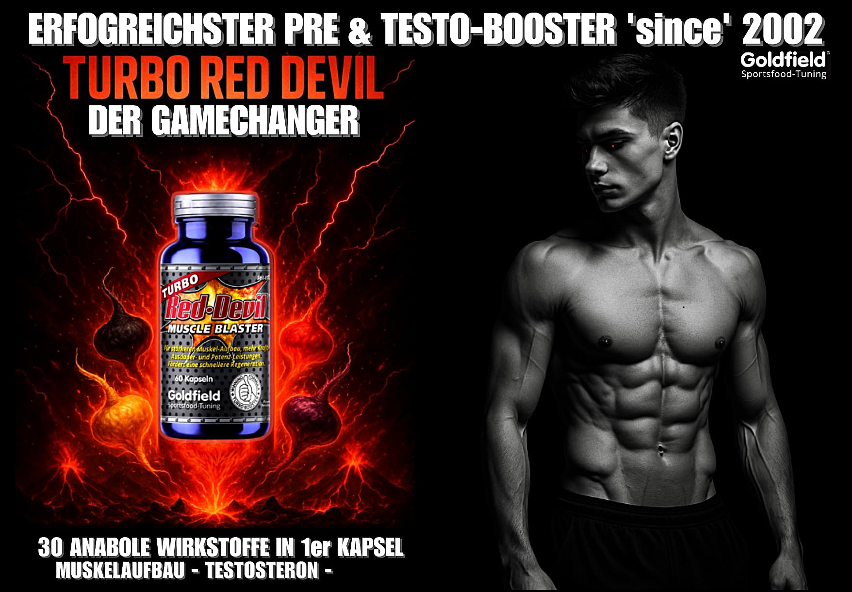Goldfield Red Devil - 60 Kapseln, Maca, Tribulus, Guarana, Arginin