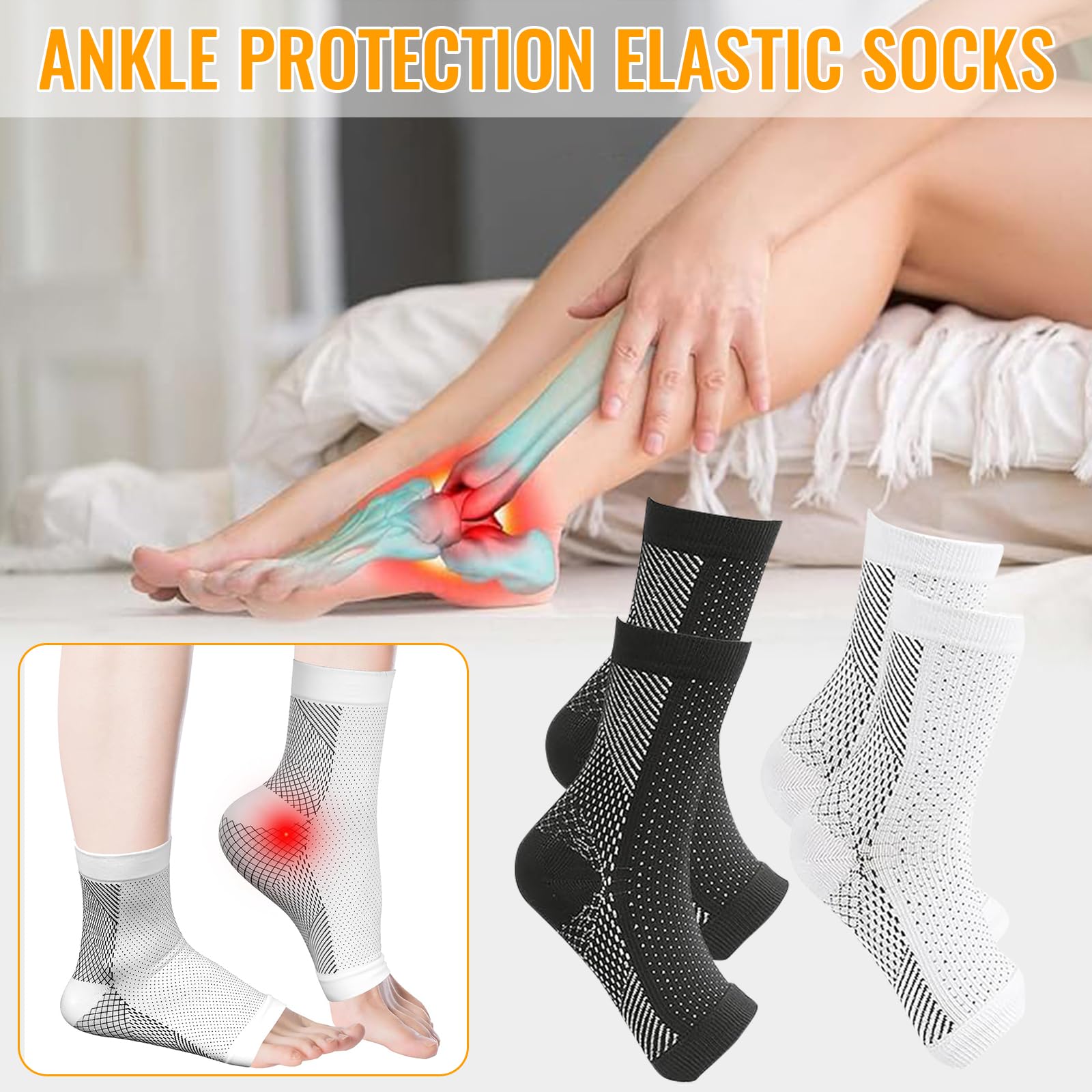 WiDream 2 Piezas Calcetines Compresivos, Sport Calcetines Fascitis Plantar, Calcetines de Compresión, para Mujer y Hombre Aliviar El Dolor De Pies(L-XL)