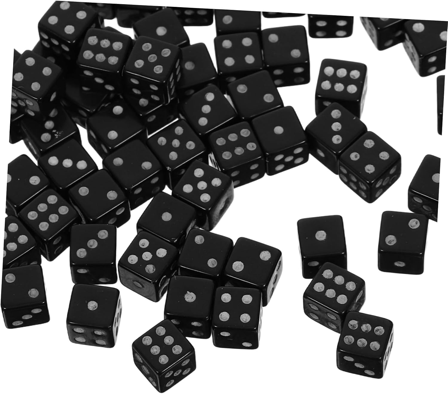 KOMBIUDA 100pcs Mini Black Dice Tiny Game Dice with Clear Dots Portable Plastic for Board Games Parties Math Activities and Craft Projects