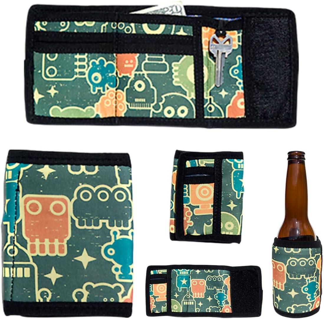 Weekend Wallet - Neoprene Wallet w/ Keychain, Bottle Opener, Arcade