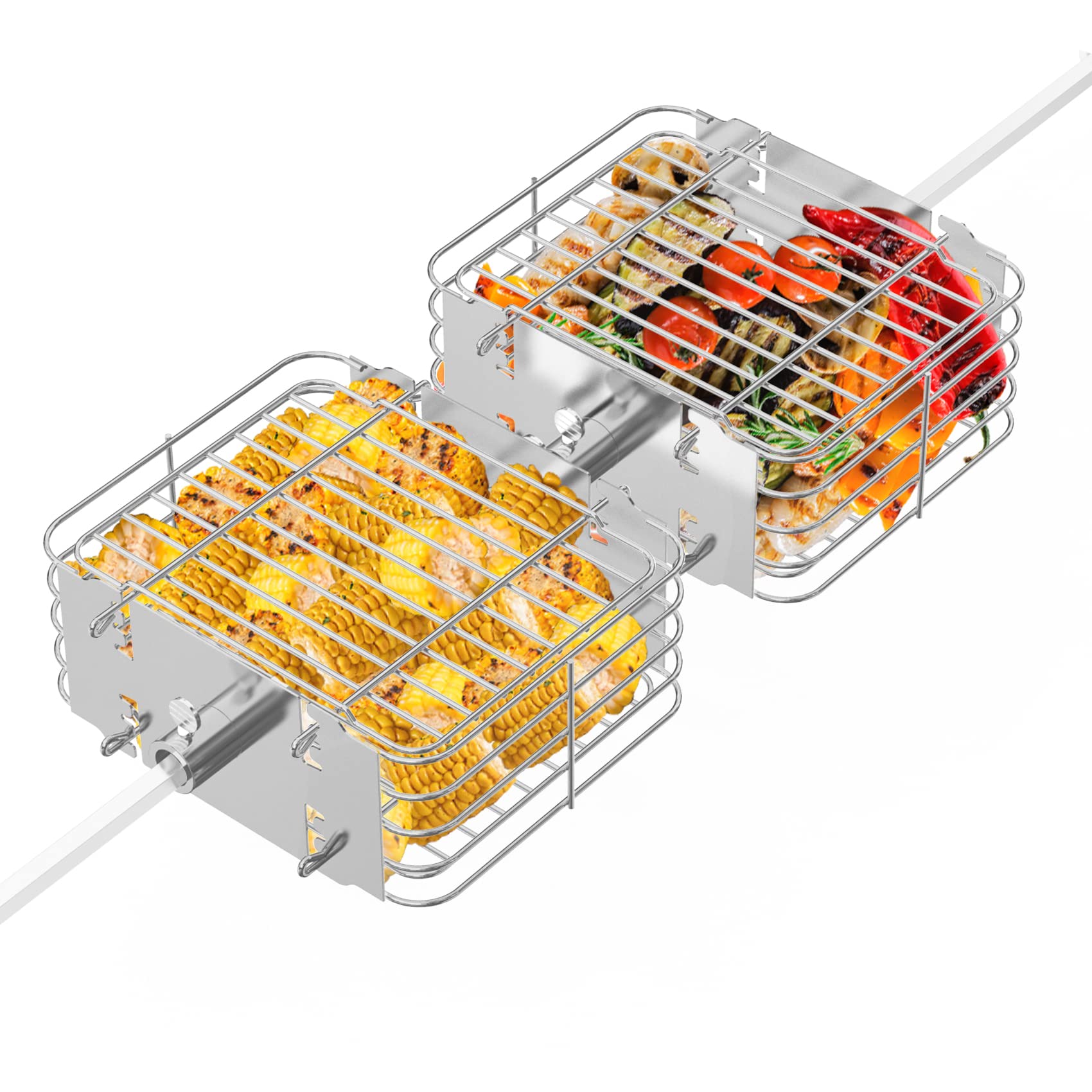 Onlyfire Panier en Inox pour Tourne Broche 20.4 x 19 x 8 cm - Accessoire de Rôtisserie pour Légumes et Poulet