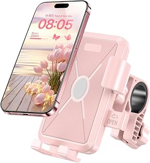 Pink Bike Phone Mount for Women, Anti-Shake Bicycle & Scooter Phone Holder