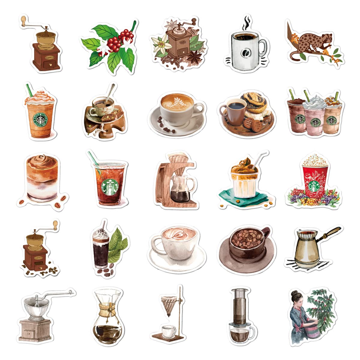 50 Vintage Coffee Stickers - Aesthetic Waterproof Vinyl Stickers for Water Bottle Laptop, Scrapbook, Journaling - Image 3