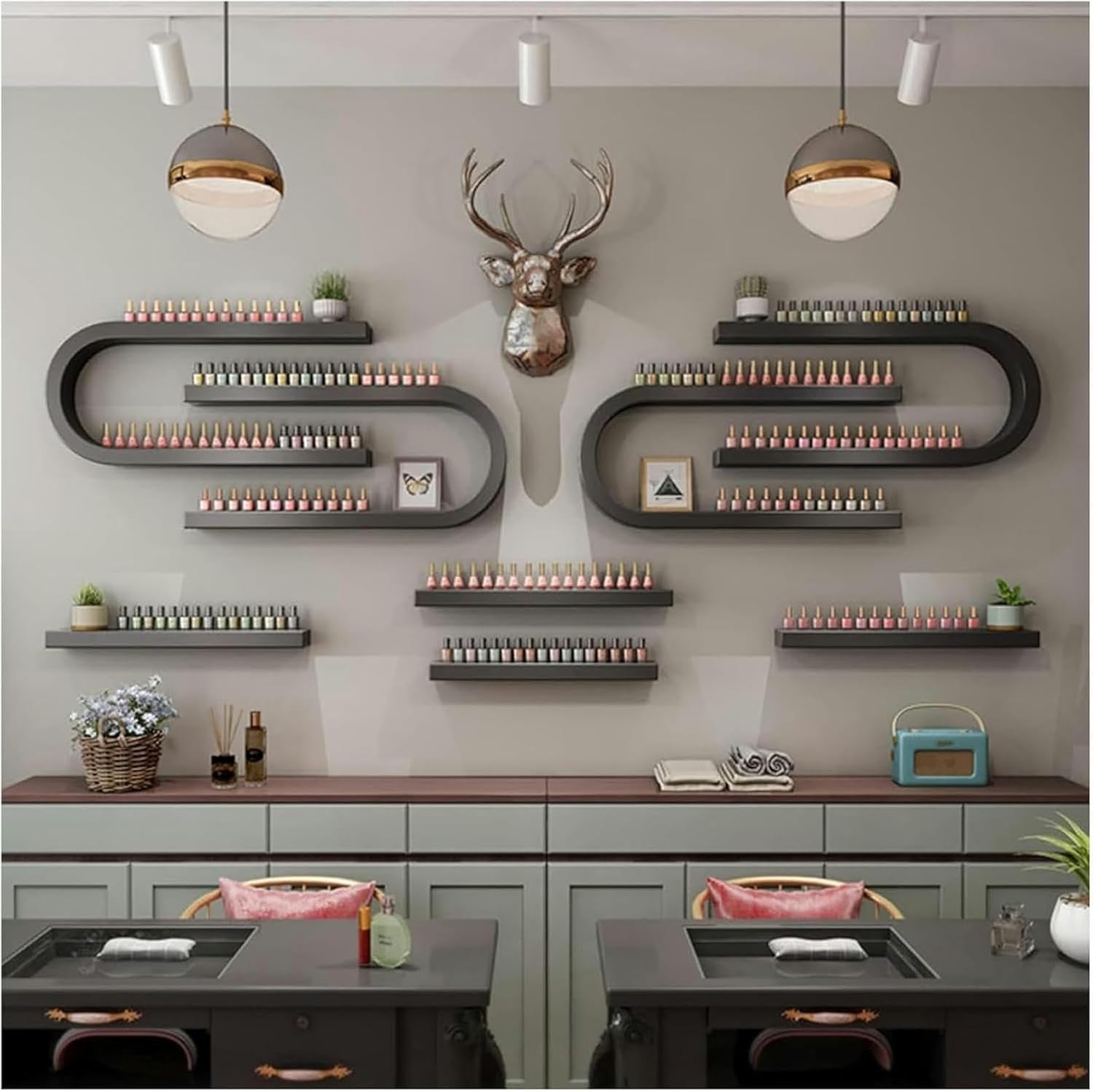 Salon Organizer Holder - Floating Shelves for Beauty and Nail Shops, Ideal for Manicure and Salon Accessories Storage