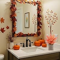 Vista 3 de Paquete de 2 plantas artificiales pequeñas de otoño, plantas artificiales en maceta de eucalipto, decoraciones de otoño para el hogar, estante