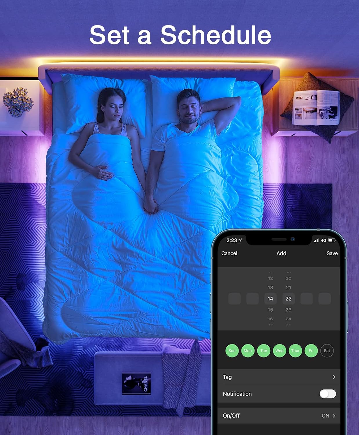 SL2 LED Strip Lights, 2 Rolls 16.4ft Smart Strip Light Compatible with Alexa and Google Home, App Control, Music Sync for Tv Backlight, 16 Million RGB Color Changing, Light Decor