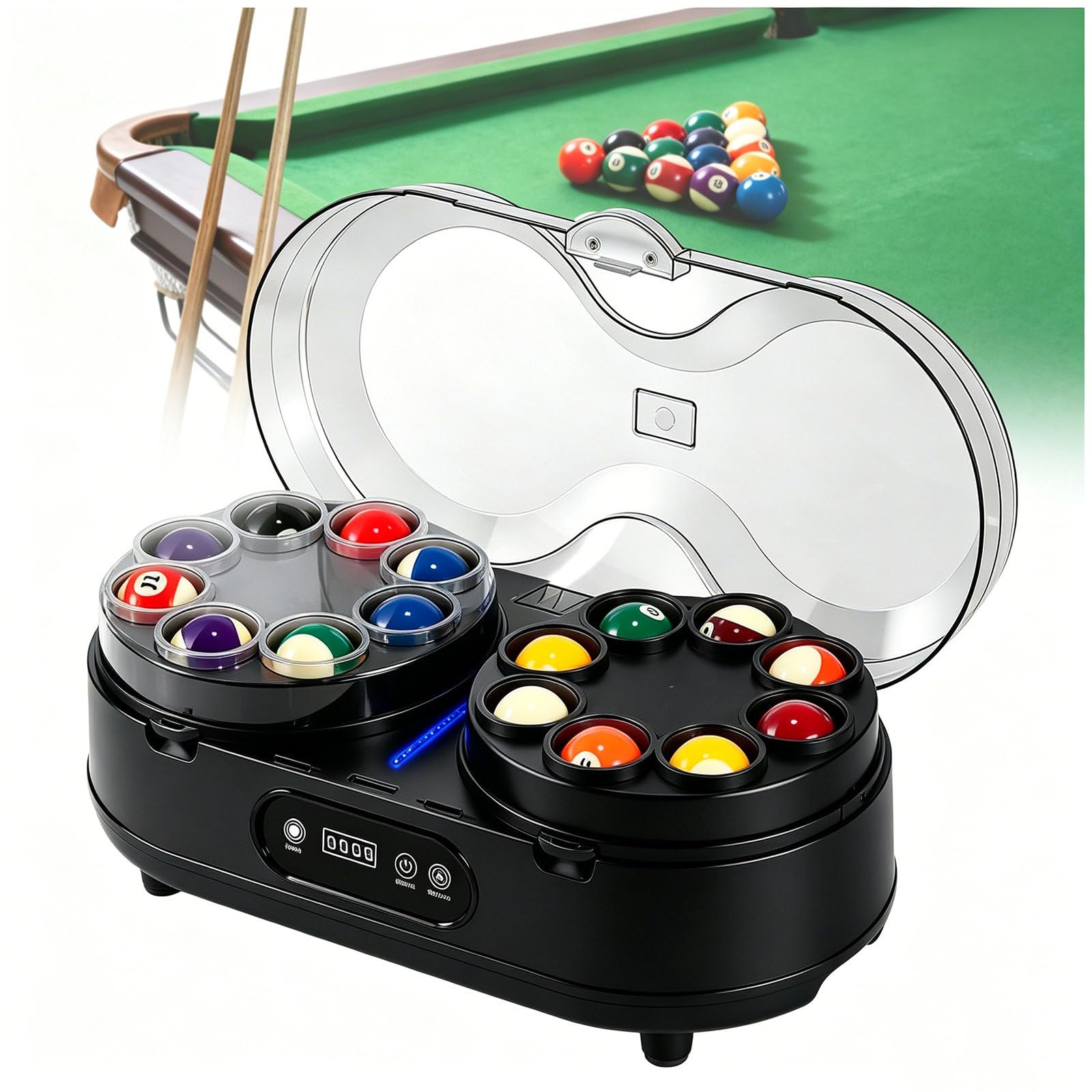 ZEEKYFOR Fully Automatic Pool Ball Polisher, Professional Electric Pool Ball Cleaner for Training Institutions & Billiard Balls Club Black-57.2mm/2.25"