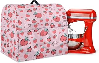 Stand Mixer Strawberry Dust Cover with Storage Pockets for 6-8 Quart Bowl Lift, Mixer Covers for Stand Mixer Compatible with Stand Mixers Accessories and Attachments