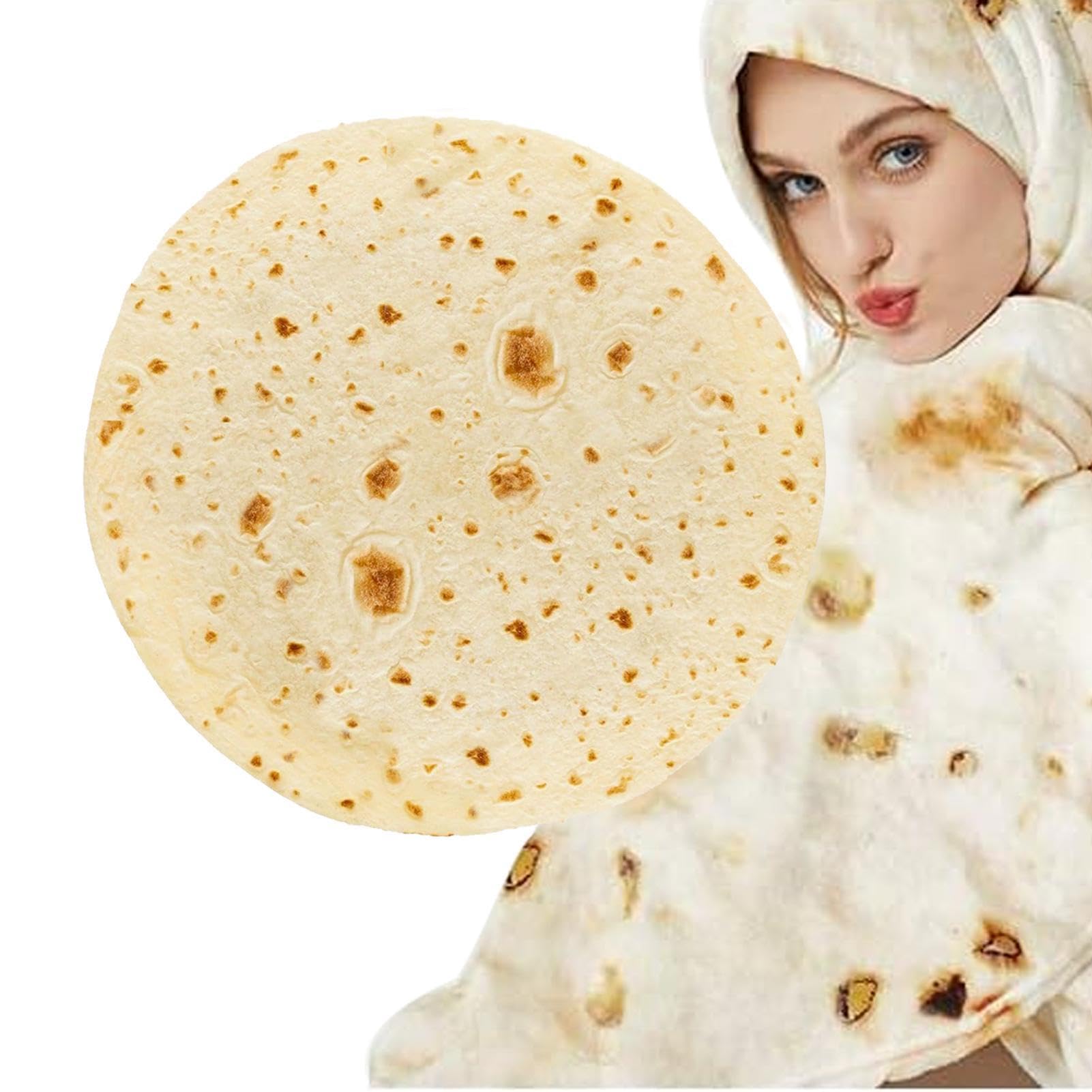 Flannel Pepperoni Pizza Tortilla, Donut Cookie Wrap, Double Sided Burrito Tortilla, Food Creation Wrap, Taco Blanket, Novelty Food for Adults & Kids