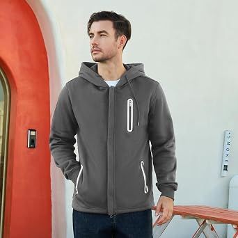 AOTORR Mens Hoodies Regular fit Zip Up Hoodie with Pockets Long Sleeve Full-Zip Hooded Sweatshirt