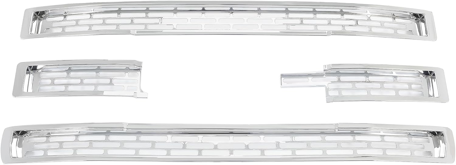 Grille Insert Compatible with 2014-2015 GMC Sierra 1500 BASE/SLE/SLT Silvery Grill Overlay Grill Covers Inserts Plastic(ABS) 4Pcs