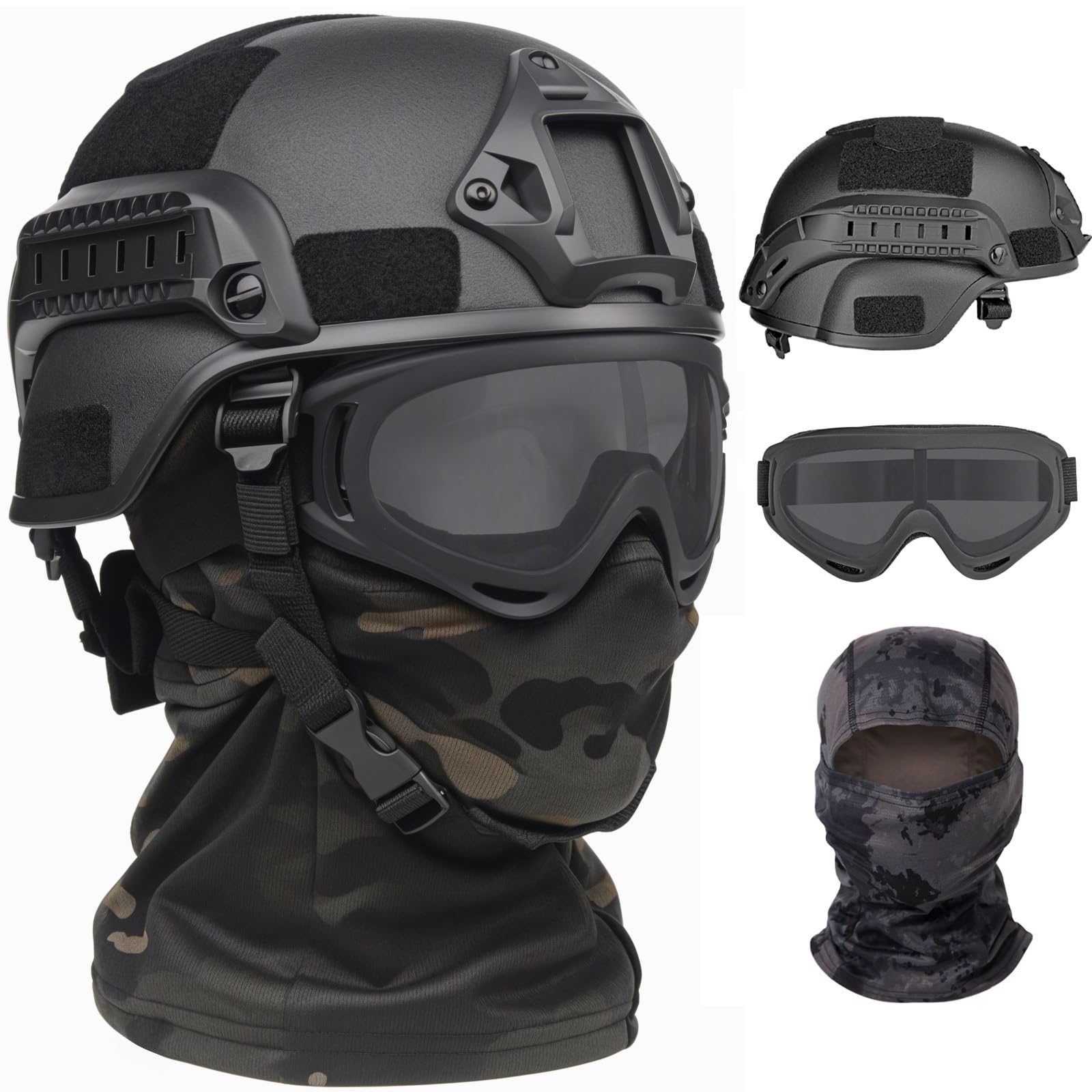 VPZENAR Airsoft Helmet Combo (Helmet + Mesh Mask + Goggles)