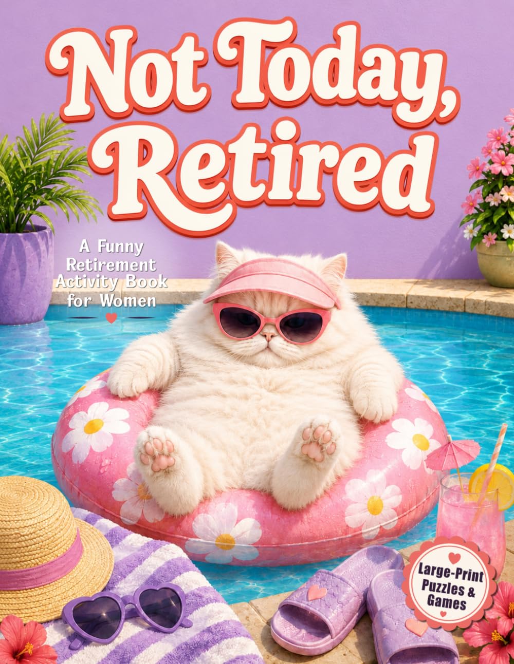 Not Today, Retired: A Funny Retirement Gift for Women, Activity Book with Large-Print Word Searches, Crosswords, Sudoku, Mazes, and Word Games