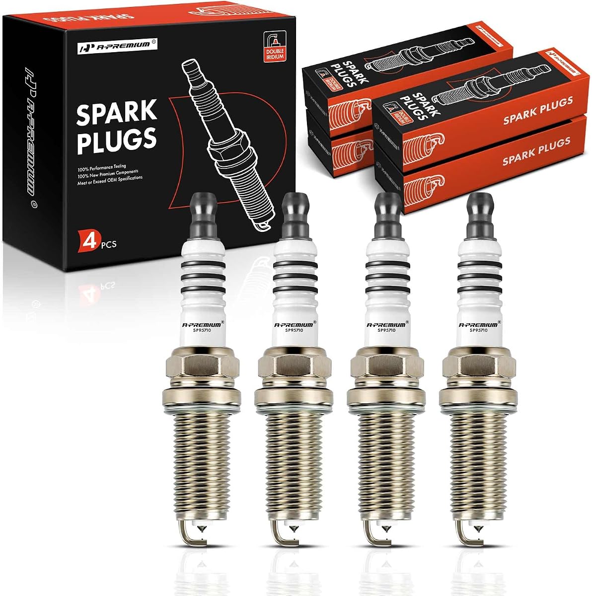 A-Premium Double Iridium Spark Plugs Pack of 4, Fine Wire, L4 Engine | Compatible with Honda Accord 2008-2012, Civic 2012-2015, HR-V 2016-2020 & Acura ILX 2013-2015