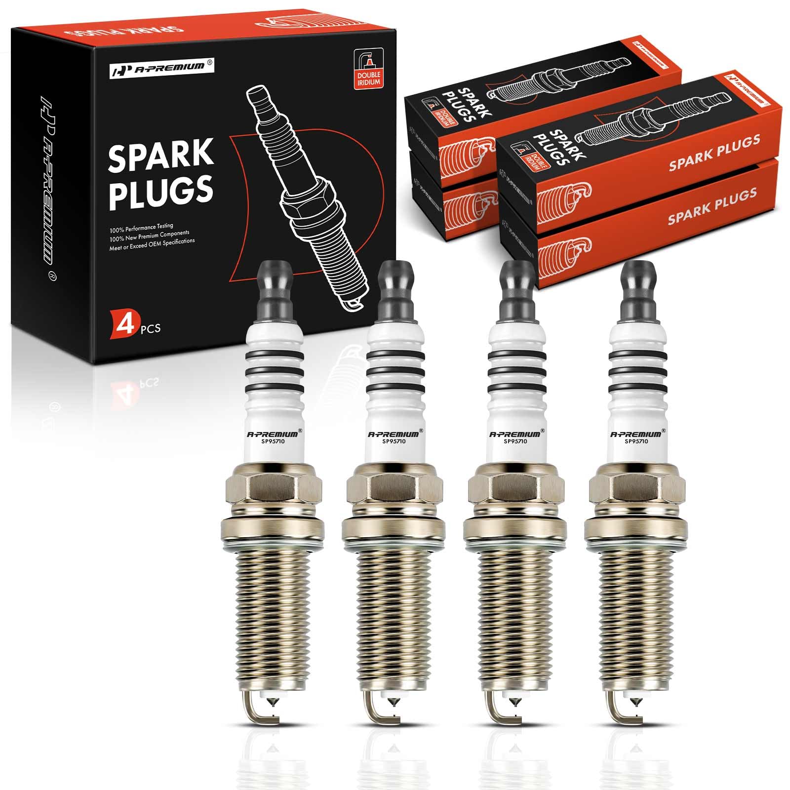 A-Premium Double Iridium Spark Plugs Compatible with Acura ILX 2013-2015 L4 2.0L & Honda Accord 2008-2012 L4 2.4L, Civic 2012-2015 L4 1.8L, HR-V 2016-2020 L4 1.8L, Pack of 4