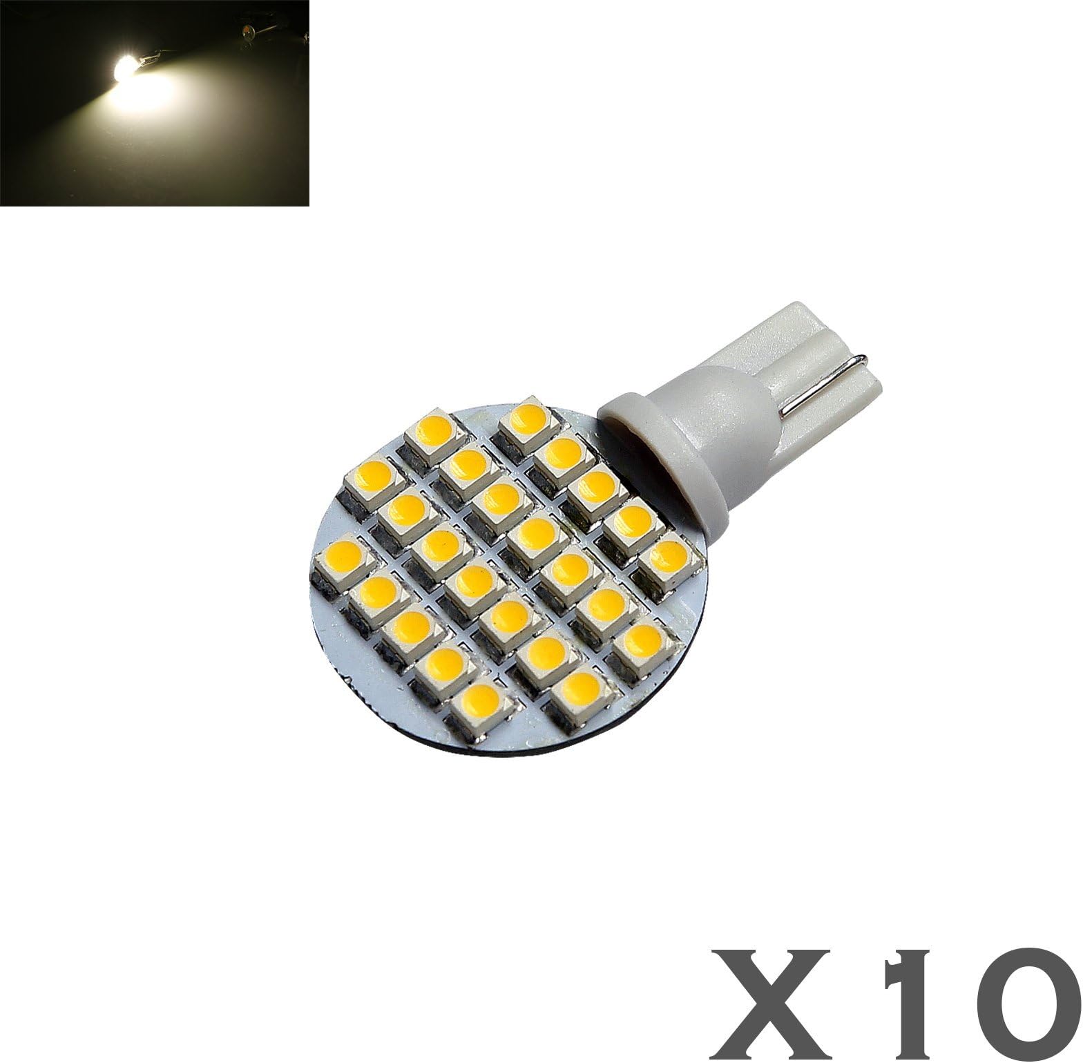 415 Lumens 10X T10/921 Warm White RV Trailer Interior 12V LED Light Bulbs 24 SMD