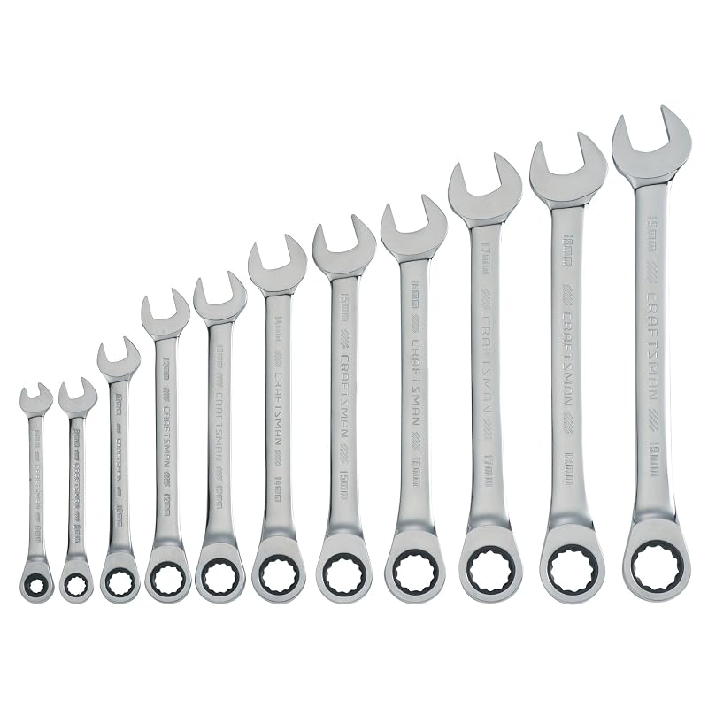 CRAFTSMAN Jogo de Chaves Combinadas com Catraca Métricas em Aço Cromo-Vanádio CMMT87021, 11 Peças