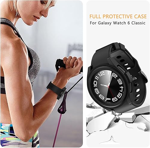 Miniatura 4 de Cuteey Paquete de 4 + 4 fundas protectoras de pantalla para Samsung Galaxy Watch 6 de 1.575 pulgadas, cubierta rígida de policarbonato con película