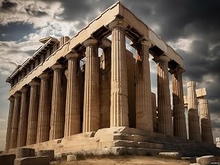 HMDIIMGE DIY 5D Diamond Art Kits Painting Kits for Adults Acropolis of Athens Parthenon Temple Ancient Column Stone Pillar Greek Trip Decor 30x40cm