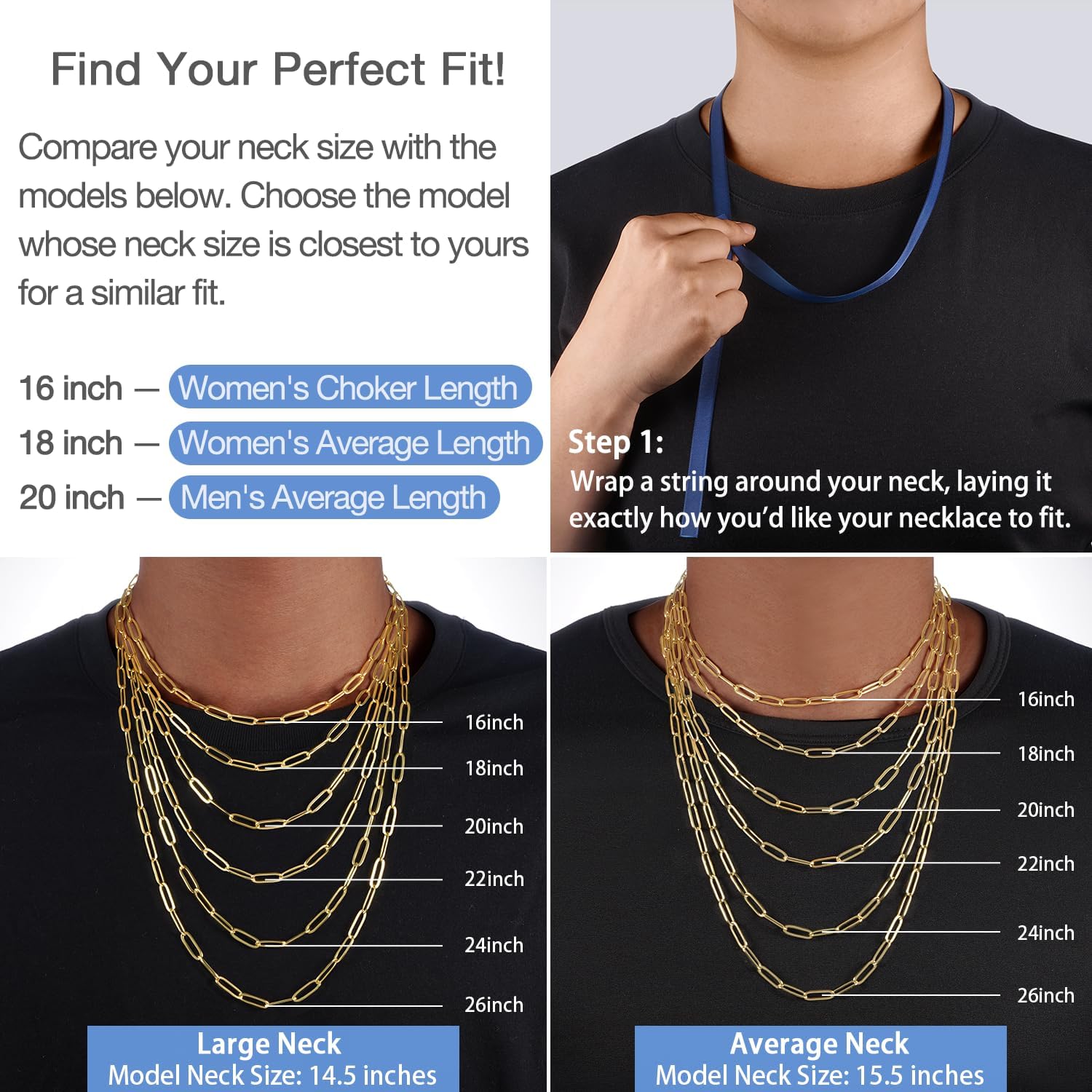 Jewlpire 14K Gold Plated 925 Sterling Silver Paperclip Chain Necklace for Women, 4mm 5mm Shiny & Sturdy Women's Chain Necklaces 16 18 20 22 24 26 Inch - Image 3