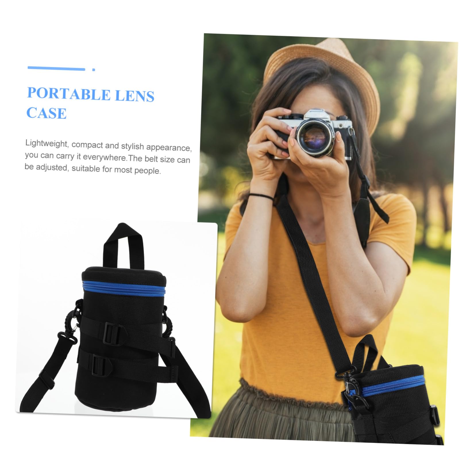 Custodia per Obiettivo Fotografico Nero in Poliestere, Resistente Agli Urti, Leggera e Portatile Cintura, per Fotografi in Movimento