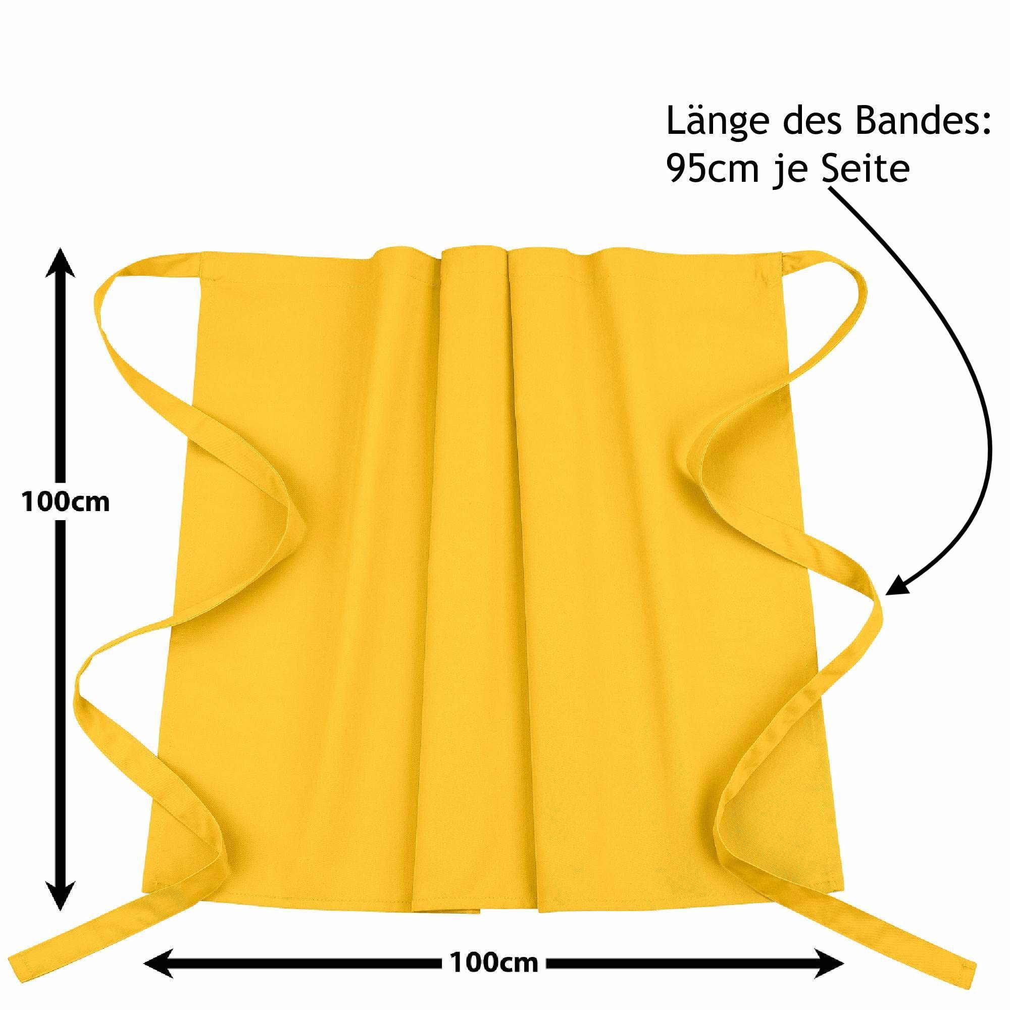 DESERMO - Delantal 100 cm x 100 cm (largo x ancho), mezcla innovadora de algodón y poliéster, 35% algodón, 65% poliéster., amarillo, 5 unidades