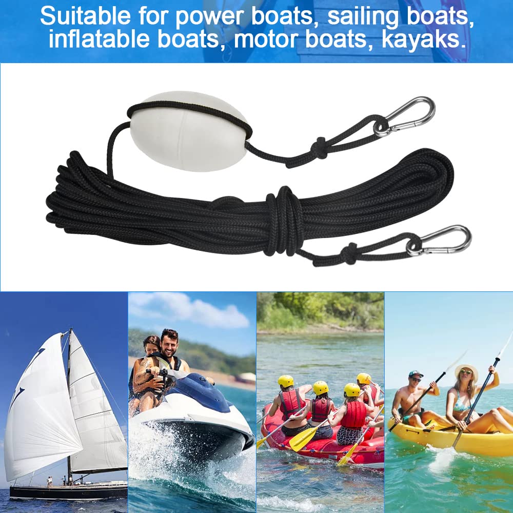 BeGrit Corde Flottante 10 M Avec Bouée EVA Et 2 Clips Acier – Pour Kayak, Canoë, Ancre Et Remorquage, Orange Haute Visibilité