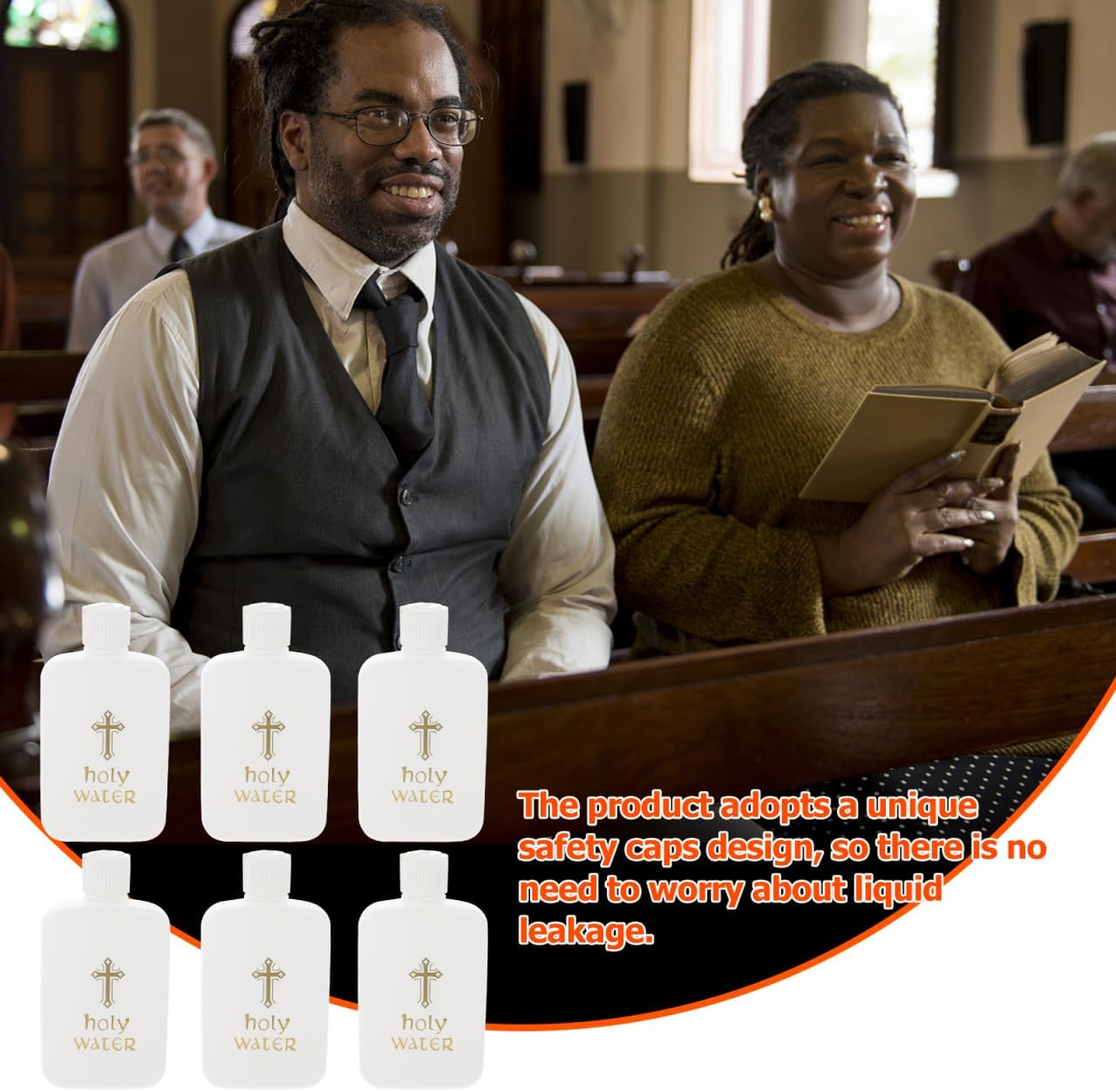 DOITOOL 6Pcs Holy Water Bottles 3.4oz Holy Water Container Holy Water Plastic Bottle Empty Containers with Gold Cross for Easter Catholic Christian Baptism Party Prop - 100ml