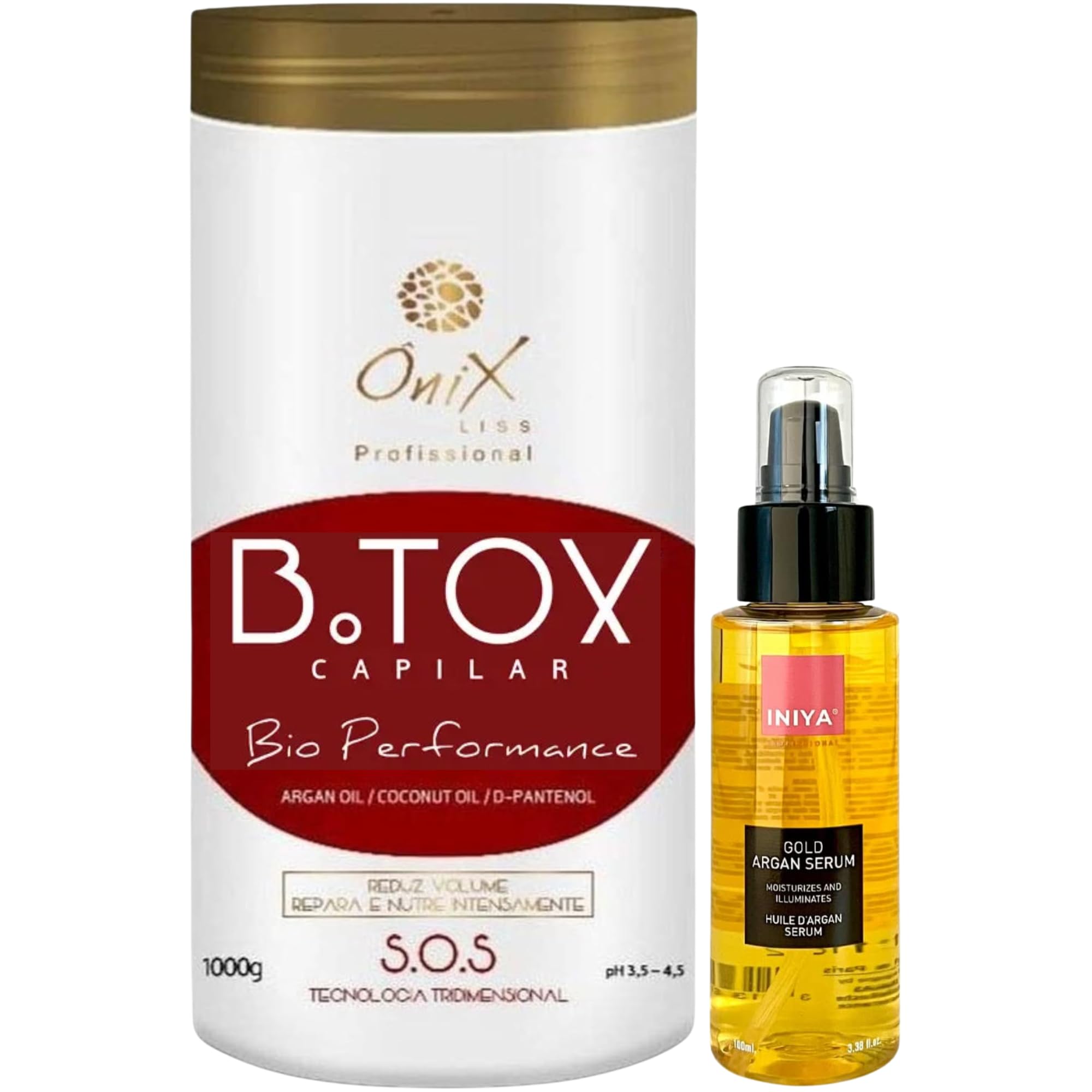 Onix B.otox Soin Capillaire 1KG | Serum Hydratant & Nutritif | Iniya Professional Serum Argan Oil 100ml