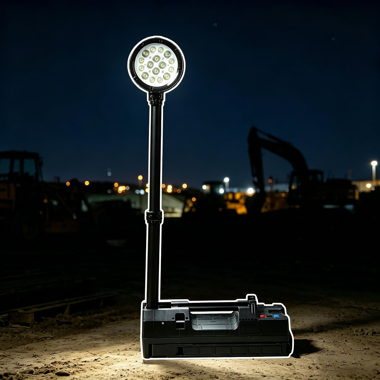 Faro da Lavoro Senza Fili con Sollevamento, Faro da Lavoro Ricaricabile da 4500 Lumen, Integrazione Faretto E Luce Diffusa, Altezza Illuminazione Regolabile da 70 A 280 Cm, 2 modalità Trasporto