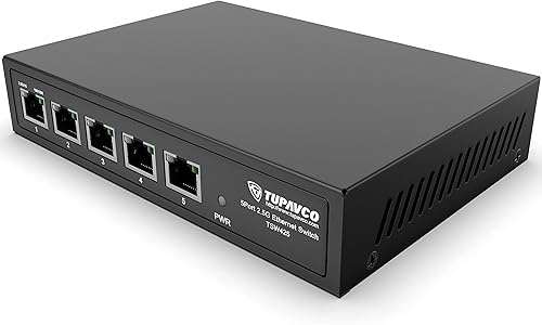 Conmutador de 2.5 GB (5 puertos) para red Ethernet – Alta velocidad 10M/100M/1G/2.5G Gigabit (802.3bz) – Divisor LAN sin ventilador Plug & Play no