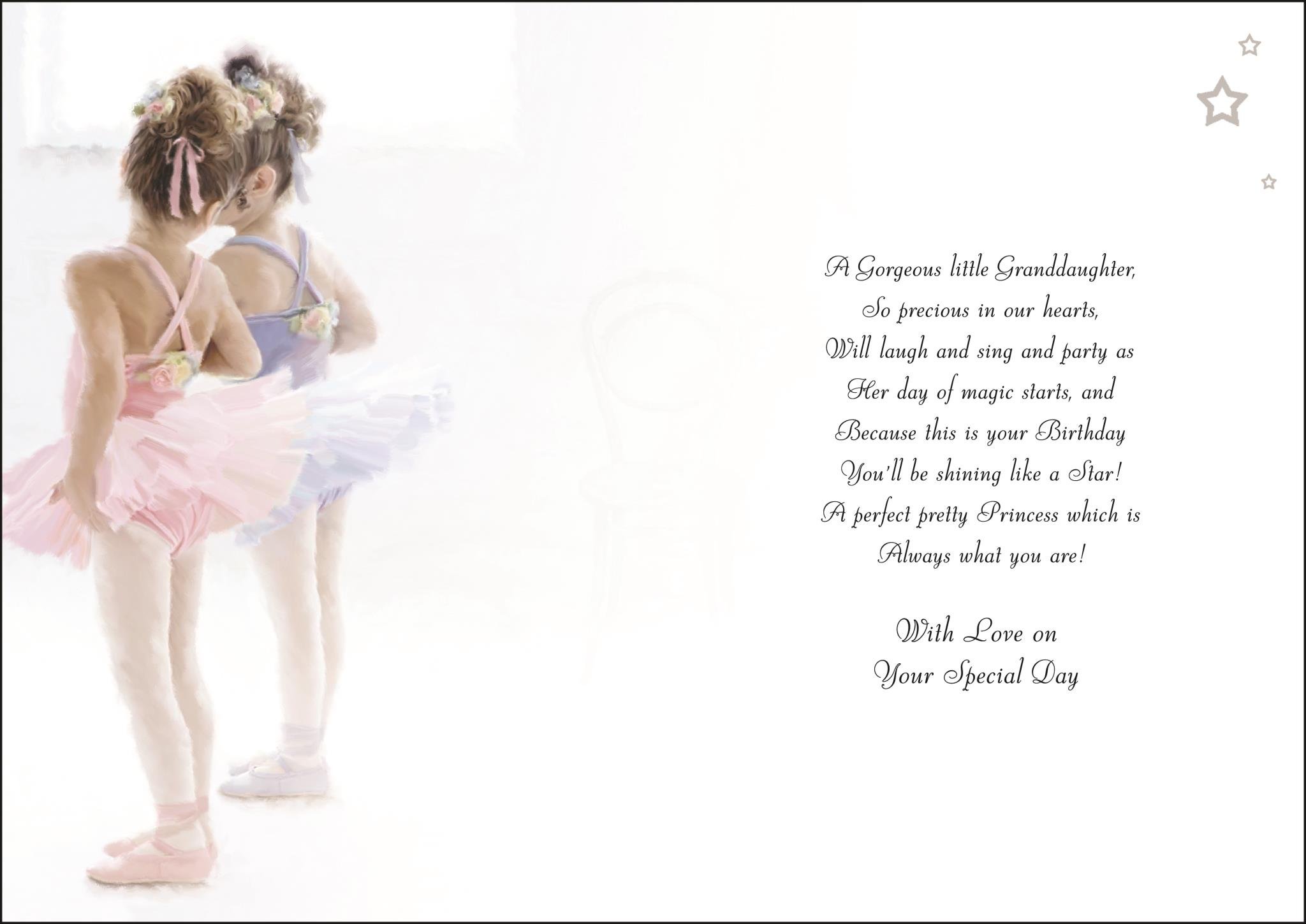 Biglietto di compleanno per nipote (JJ-V501) – Balletto – gamma velluto – goffrato, lamina e finitura flitter