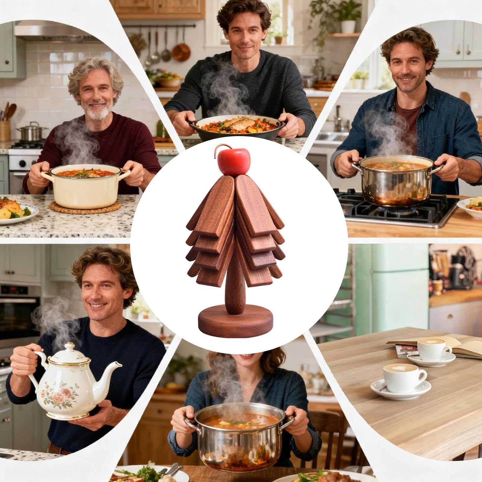 Sousplat en Bois en Forme de Sapin de Noël Résistant à la Chaleur Pliable