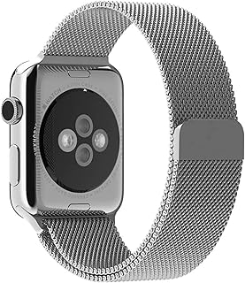 سوار بديل لساعة ابل 42 ملم و45 ملم و49 ملم سلسلة 1 2 3 4 وHK8 برو ماكس وHK9 وX8+ الترا وDT8 من الستانلس ستيل مع قفل اغلاق مغناطيسي مميز بحلقة ميلانو, ستانلس للرجال