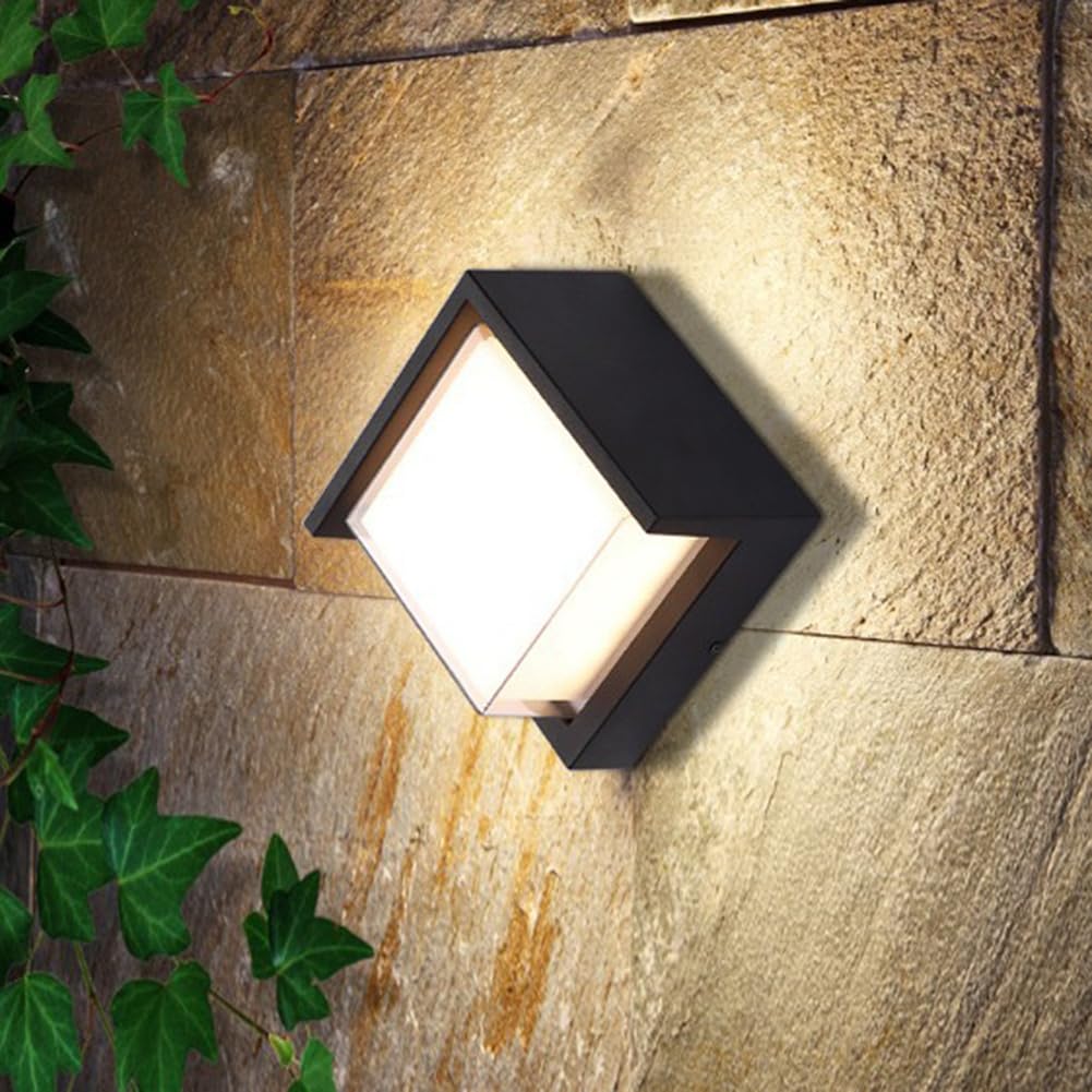 LED Außenlampe Quadratische RGB Dimmbar Wandleuchte Smart APP Steuerung Timer Wandlampe Innen Außen Wasserdicht IP65 Außenwandleuchte RGB Farbwechsler Wandbeleuchtung für Indoor Outdoor Garten
