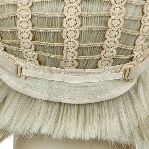 Miniatura 5 de BECUS Peluca corta de 10 pulgadas con flequillo, pelucas sintéticas rectas resistentes al calor para mujer, linda rubio ceniza oscuro mezclado con