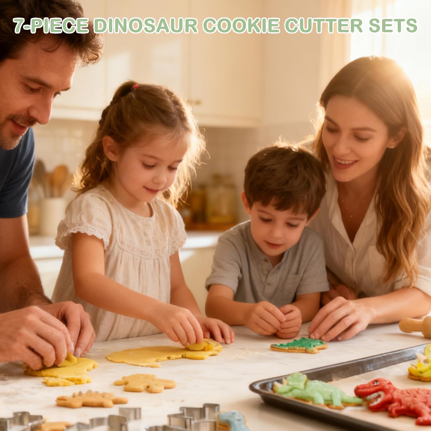 New Dinosaur Cookie Cutter Set - 7 Piece Stainless Steel Fun Dino Cookie Cutter for Kitchen, Baking, Kids Dinosaur Birthday Party Supplies - Image 7