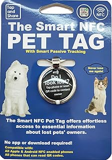 Smart NFC + QR Code Pet ID Tag - Online Pet Profile - Smart Passive Tracking & Instant Email Notification & Location Cloudbase Platform Update 24/7
