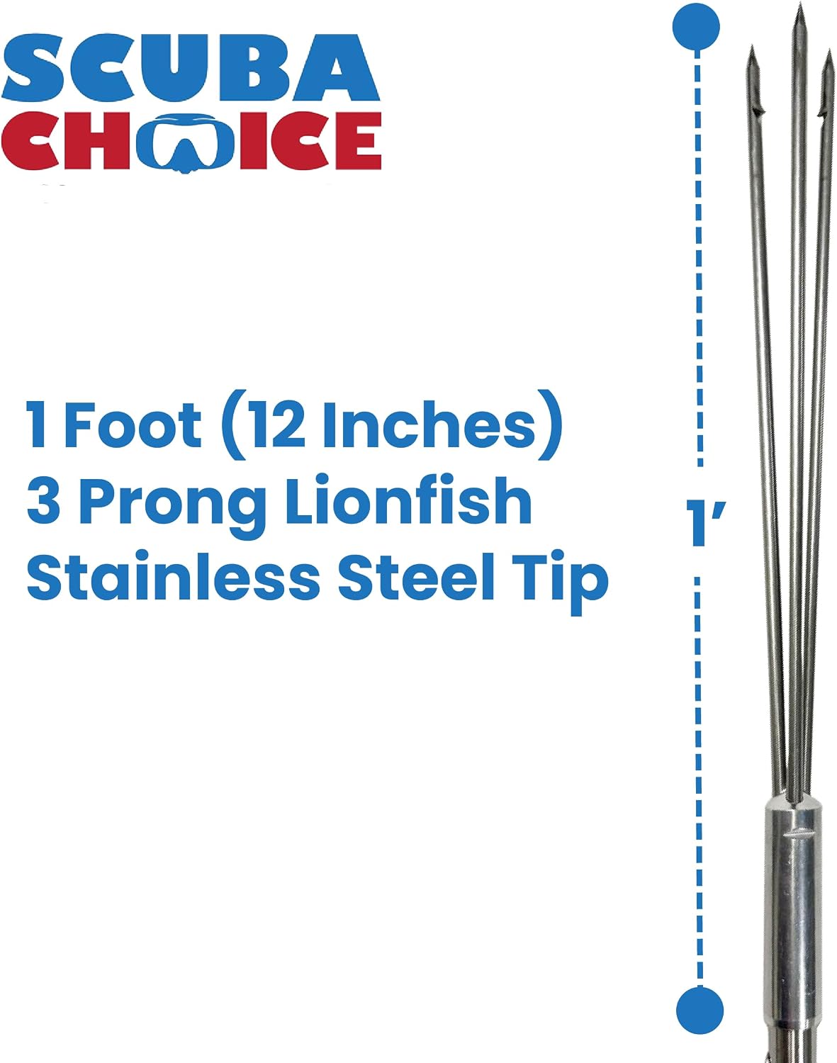 Scuba Choice Carbon Fiber 5' One Piece Spearfishing Pole Spear with 3 Prong Barb SS Paralyzer Tip
