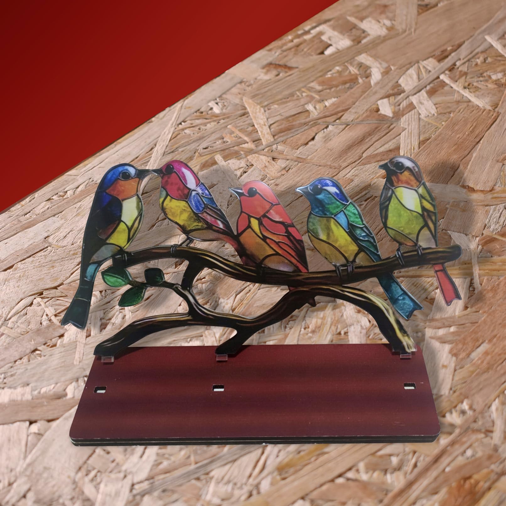 GizuInseti Stained Glass Birds on a Branch Desktop Ornaments Bird Decor, Bird Figurines Decorations for The Home Decor, Gifts for Bird Lovers